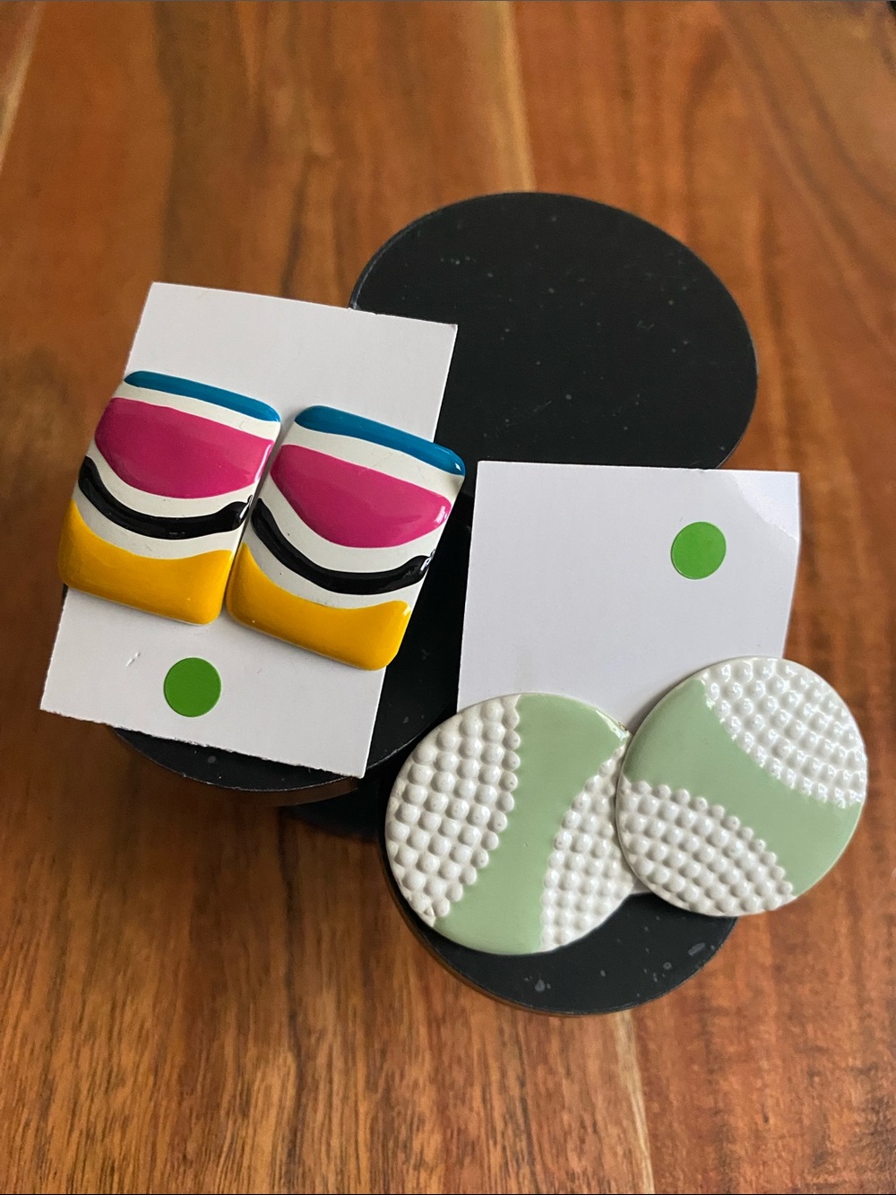 Colorful painted metal post earrings 2 pairs